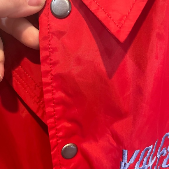 Volcom Coaches Jacket Red Size M snap button water resistant - Picture 8 of 9